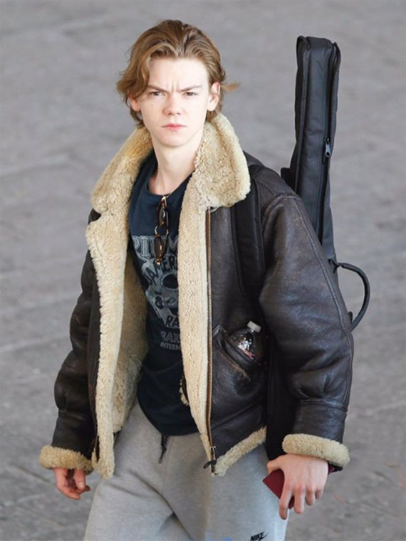 Thomas Brodie-Sangster Shearling Leather Jacket