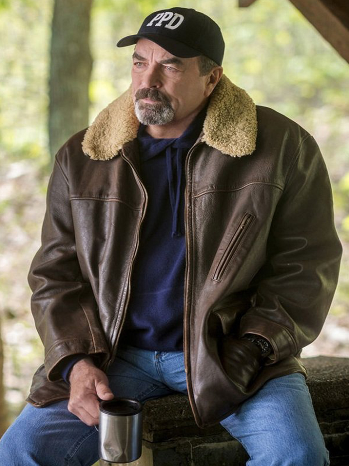 Tom Selleck Jesse Stone Fur Collar Leather Jacket