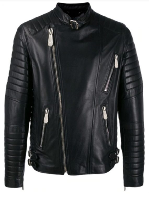 Trendy Black Color Biker Jacket For Men