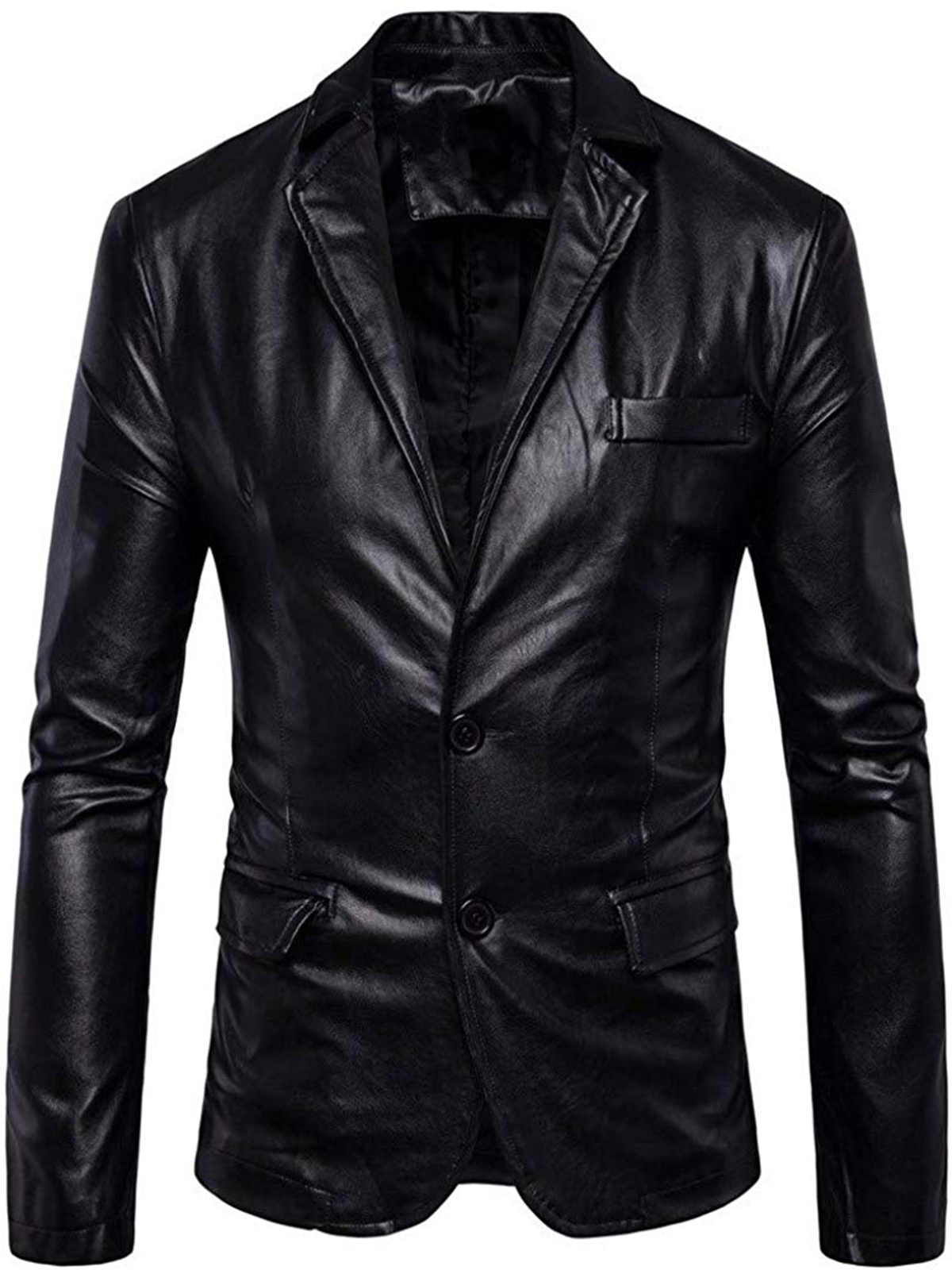 Trendy Black Leather Blazer For Men