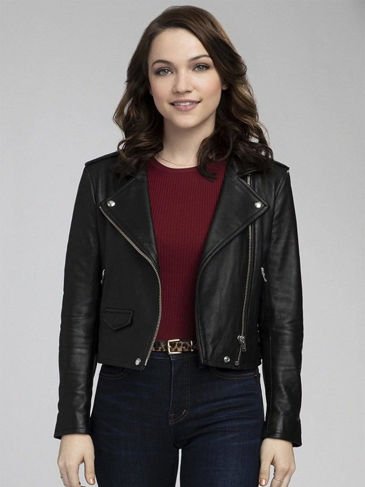 Violett Beane God Friended Me Leather Jacket