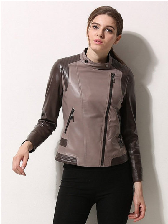 Women Asymmetrical Style Biker Jacket