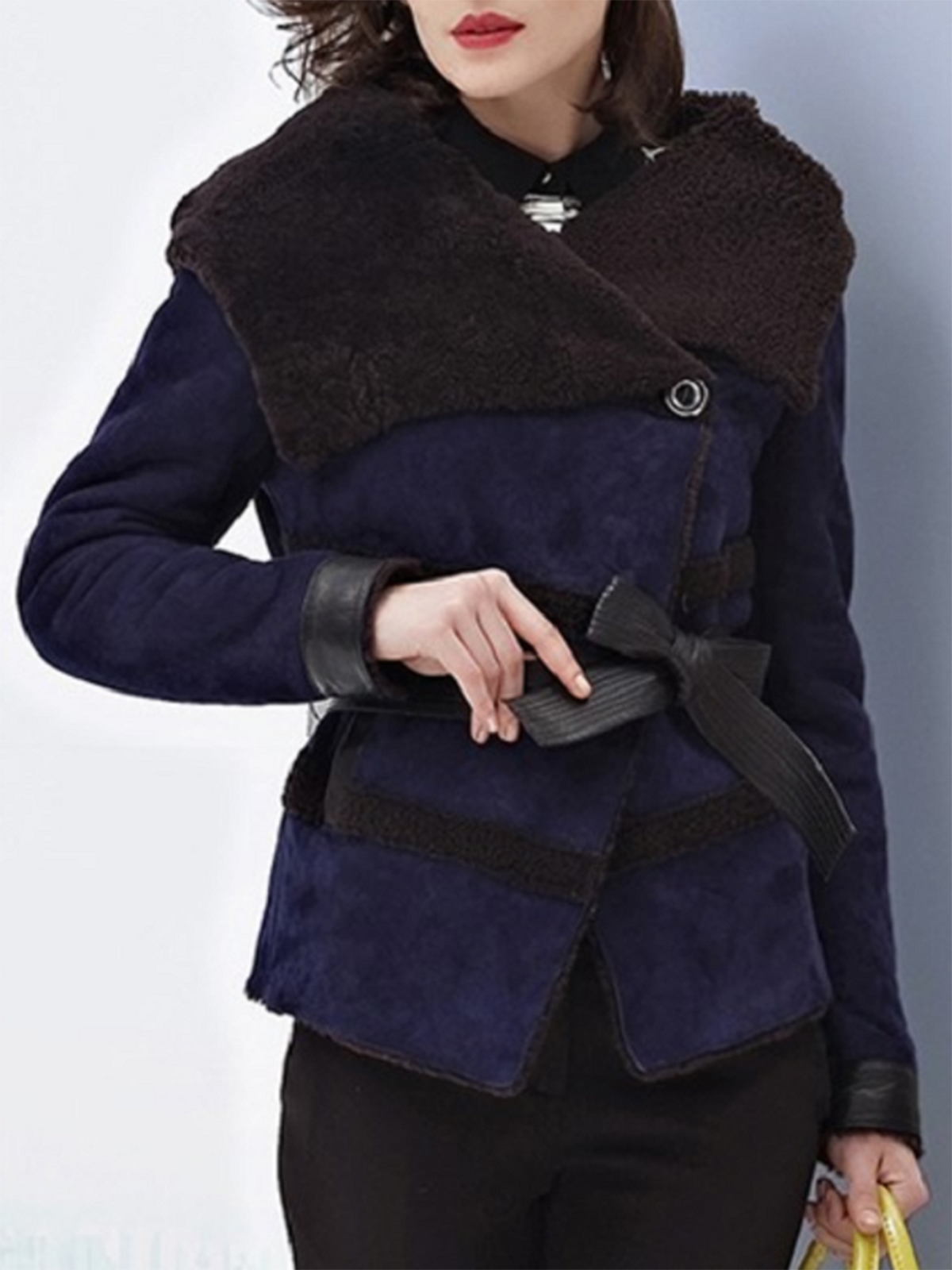 Womens Designer Winter Suede Leather Coat