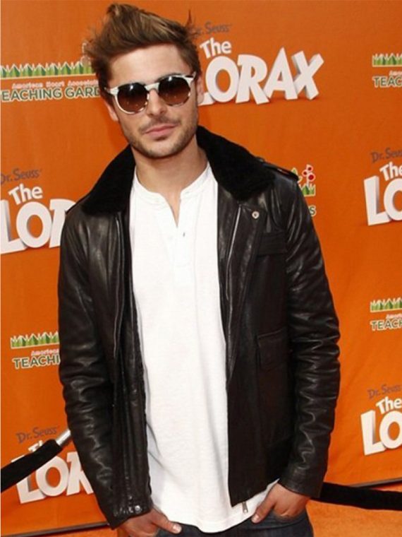 Zac Efron Leather Jacket With Collar