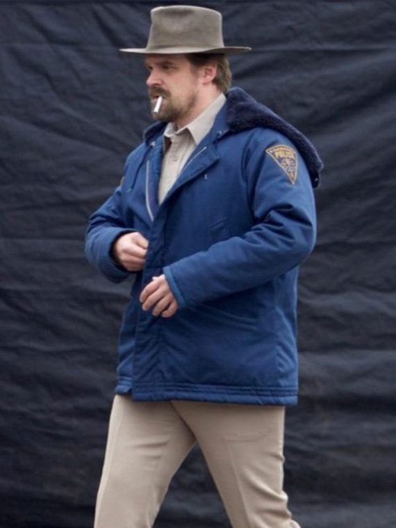 David Harbour Stranger Things Shearling Jacket