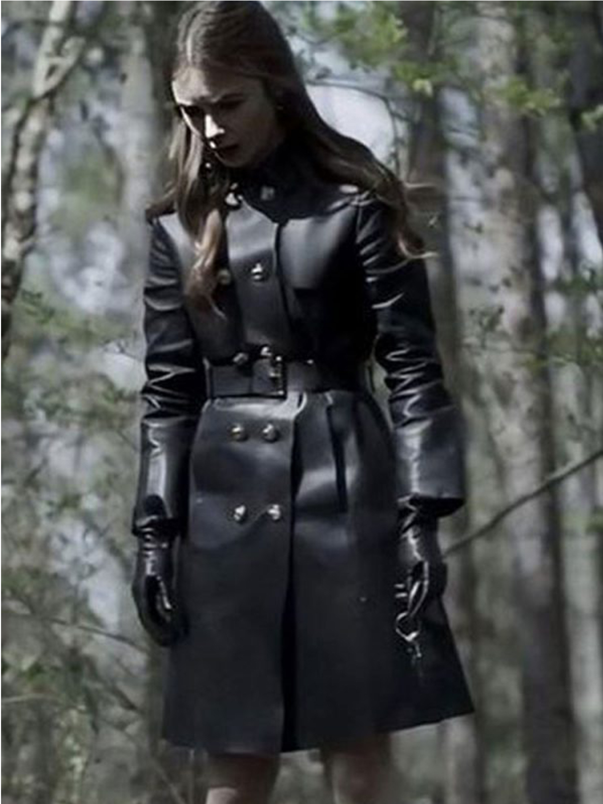 Inheritance Lily Collins Leather Coat