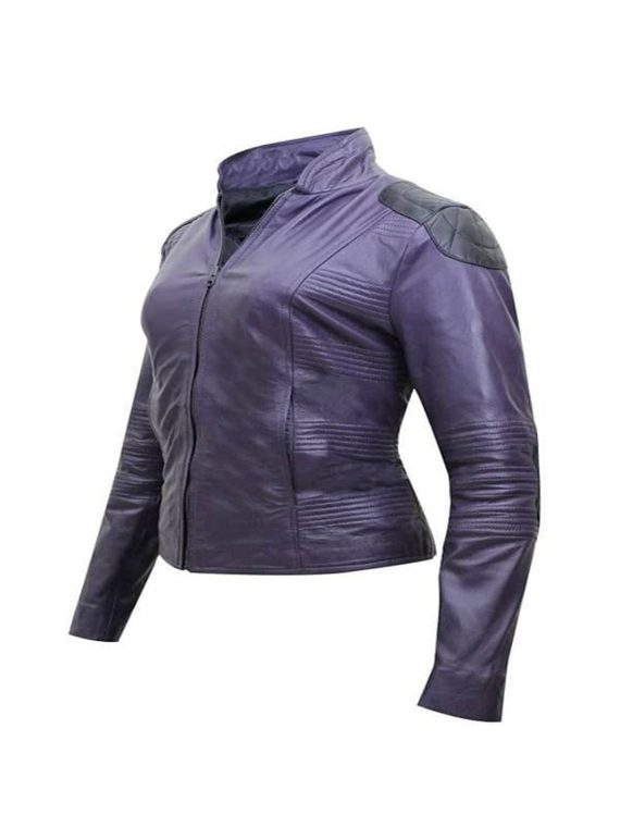 Kick Ass 2 Hit Girl Chloe Grace Moretz Leather Jacket Purple - Image 4