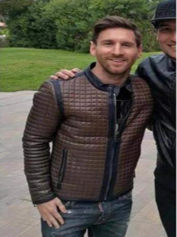 Lionel Messi Quilted Brown Jacket