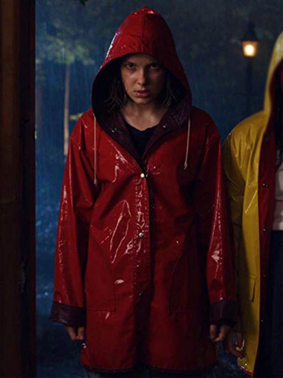 Millie Bobby Brown Stranger Things Red Rain Coat