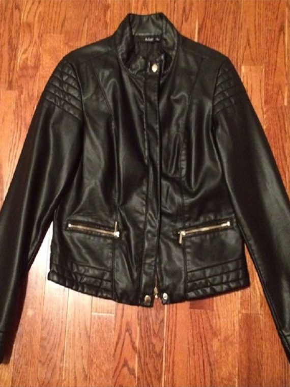 A.N.A Womens Black Faux Leather Jacket