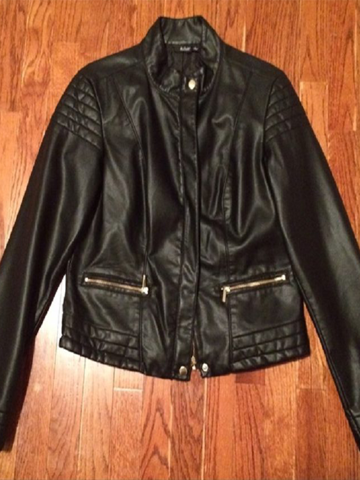 A.N.A Womens Black Faux Leather Jacket