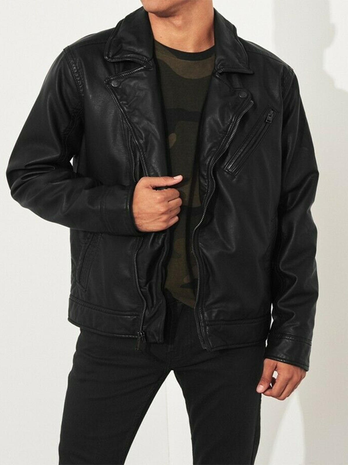 Abercrombie Hollister Black Leather Jacket