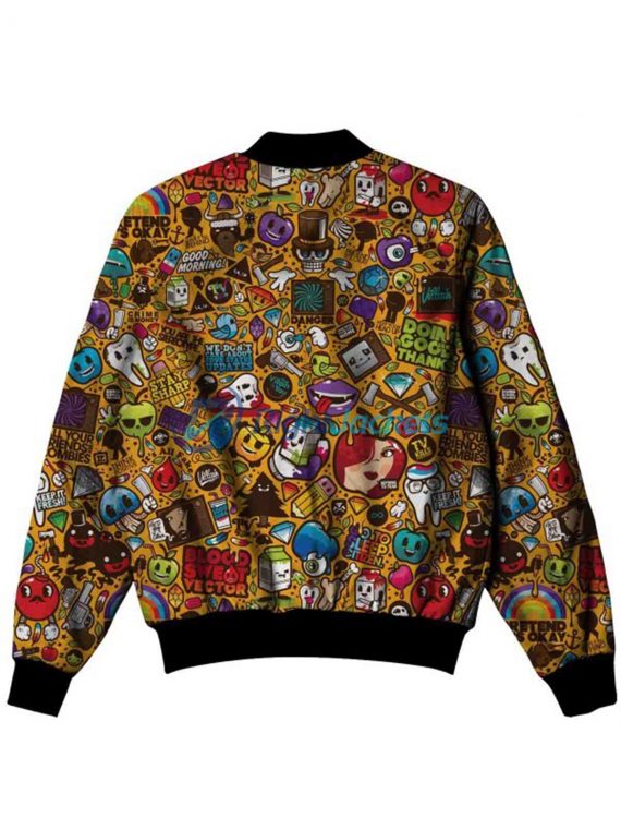 Animation & Cartoon Screen Printed Varsity Jacket