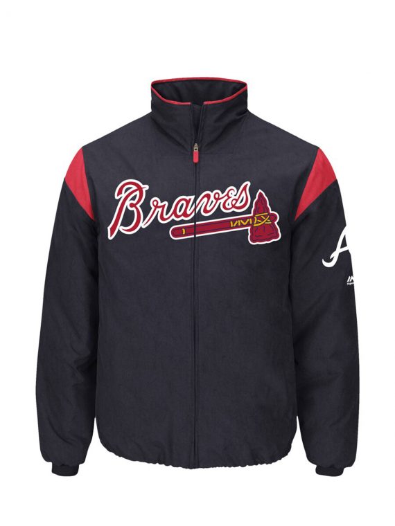 Atlanta Braves Majestic Navy On-Field Therma Base Thermal Jacket - Image 2