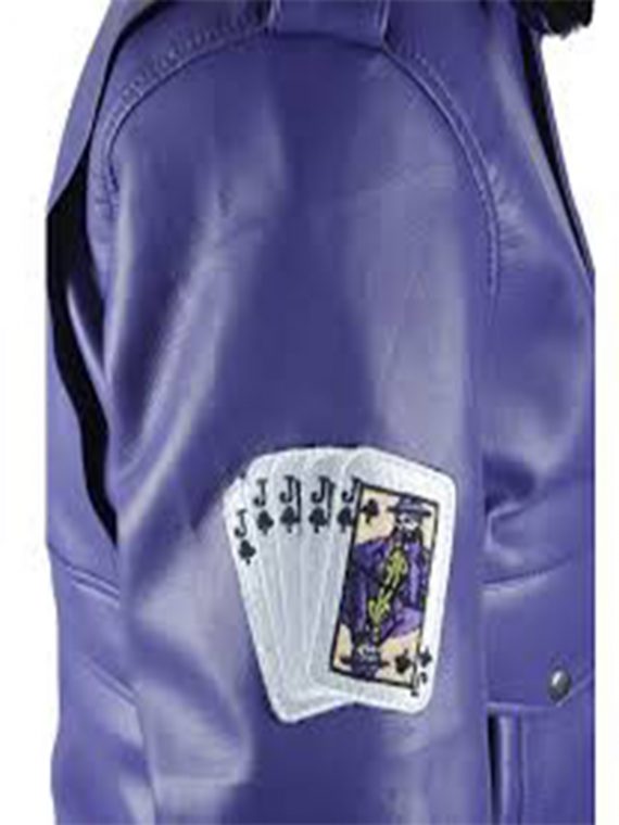 Batman Henchman Joker Goon Purple Fur Leather Jacket