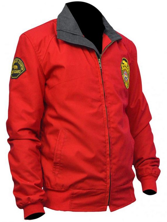 Baywatch Lifeguard Bomber Red Cotton Jacket