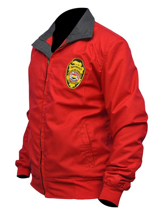 Baywatch Lifeguard Bomber Red Cotton Jacket - Image 4