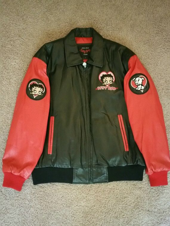 Betty Boop Black And Red Leather Jacket