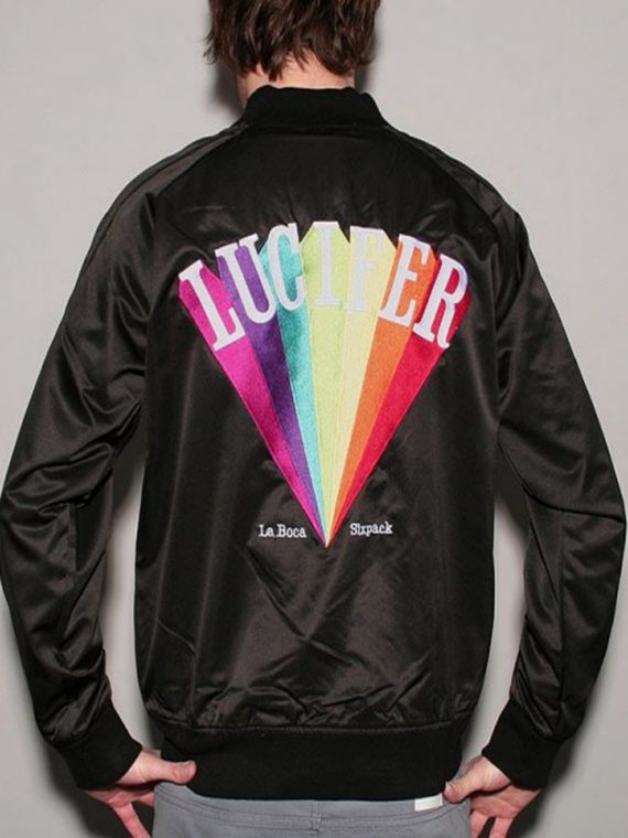 Black Lucifer Rising Rainbow Logo Jacket