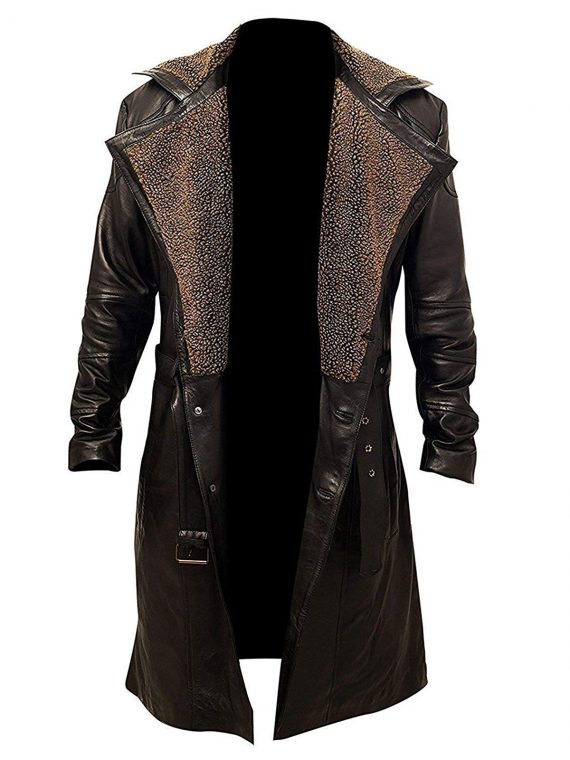 Blade Runner 2049 Ryan Gosling (Officer K) Fur Lapel Collar Leather Coat