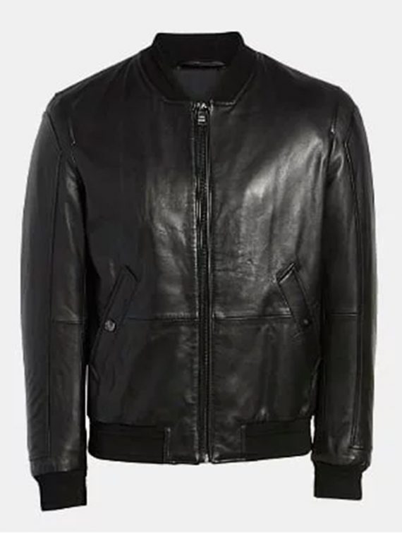 Boss Arinos Leather Bomber Jacket