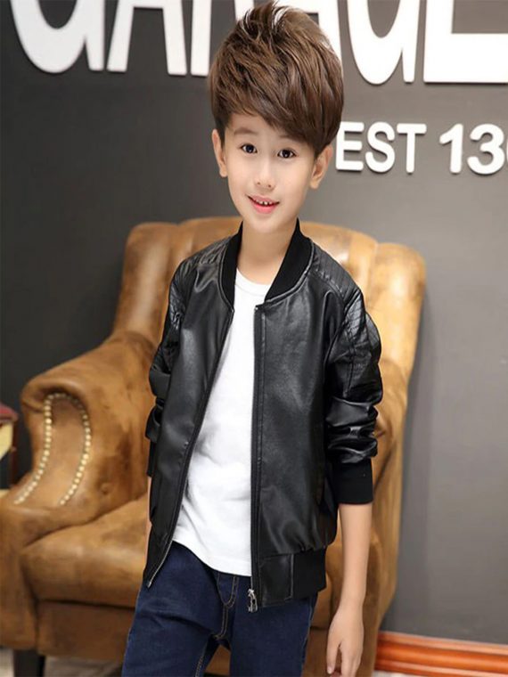 Children’s Fashion Outerwear Boy Leather Jackets