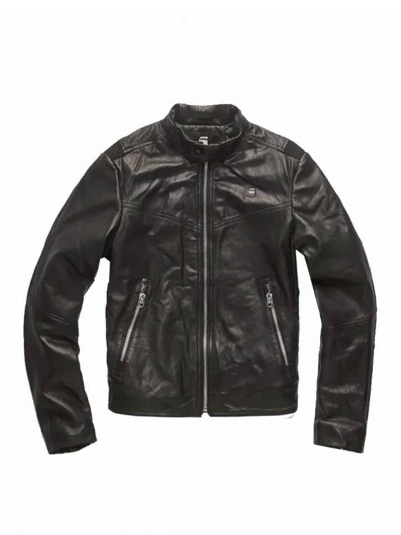 G-star Black Biker Style Leather Jacket