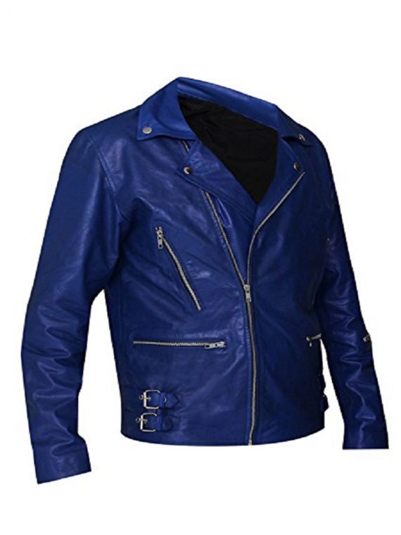 Jared Leto 30 Seconds Mars Blue Leather Jacket