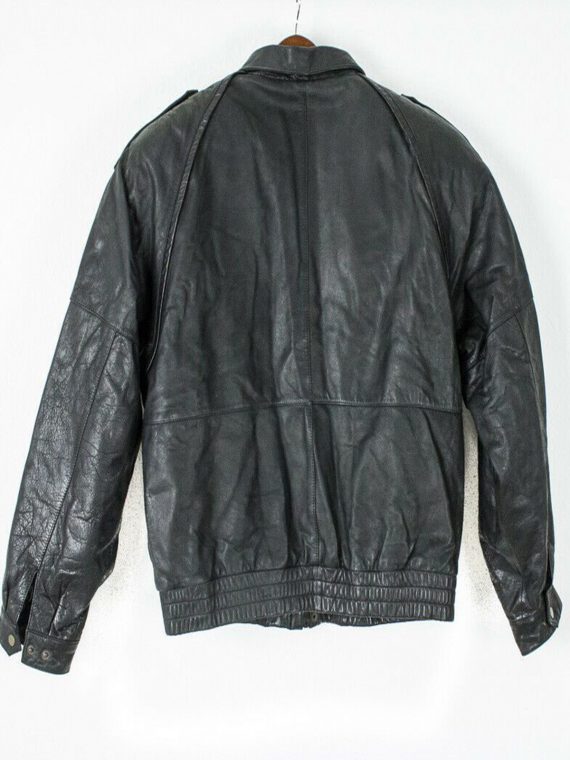 Joshua Ross Black Genuine Leather Bomber Jacket - Image 2