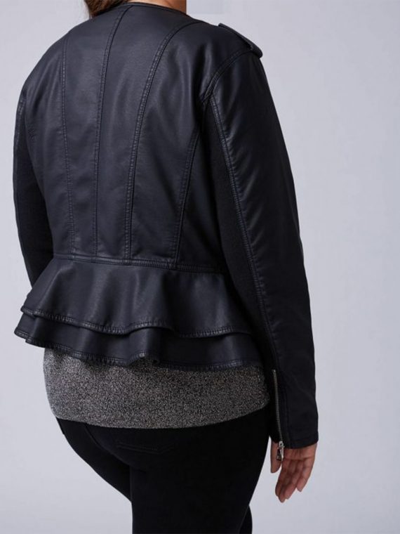 Lane Bryant Black Peplum Faux Leather Jacket