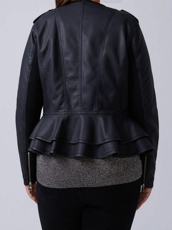 Lane Bryant Black Peplum Moto Leather Jacket