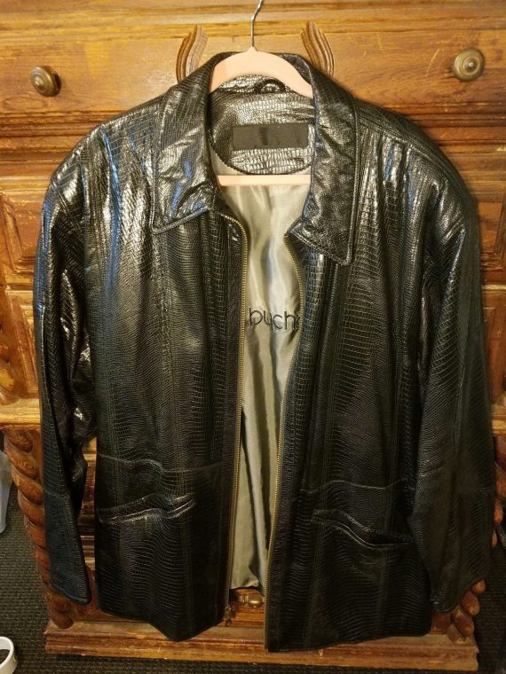 Marc Buchanan Crocodile Patern Pelle Pelle Leather Jacket