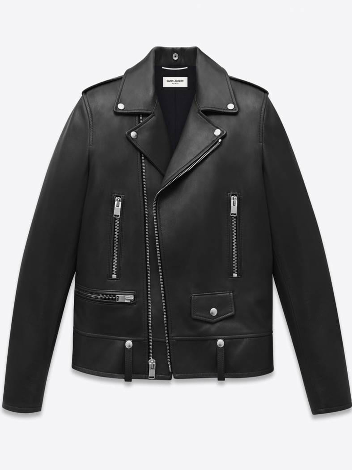 Marlon boasts lapel Biker Leather Jacket