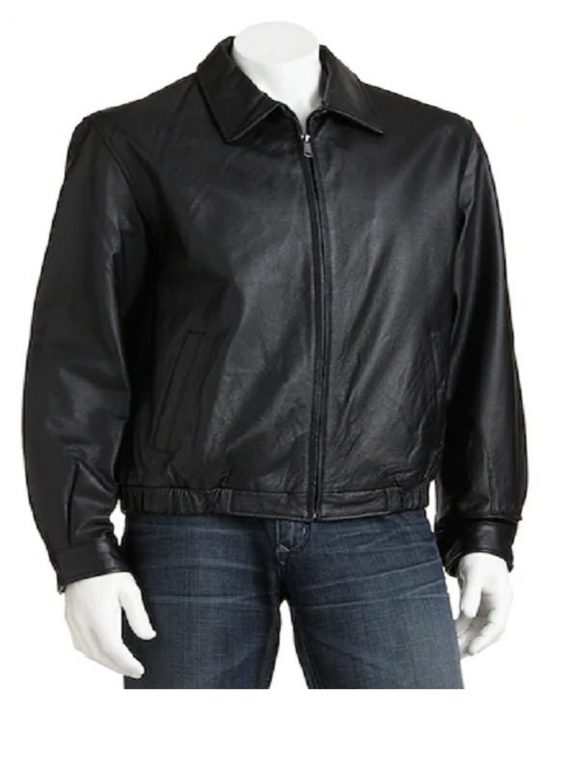 Men Croft & Barrow Leather Bomber Jacket