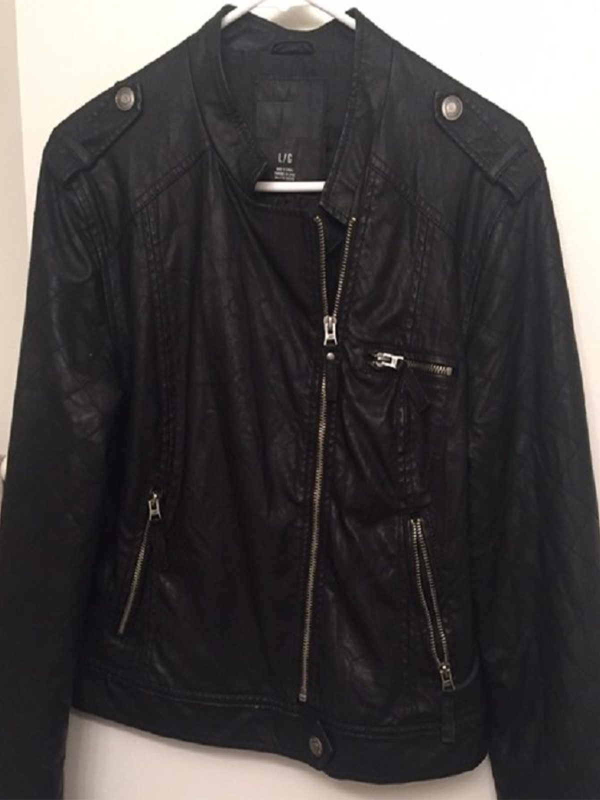 Mens Aeropostale Black Leather Jacket