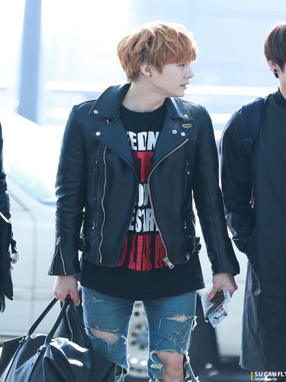 Mens Bts Suga Black Leather Jacket