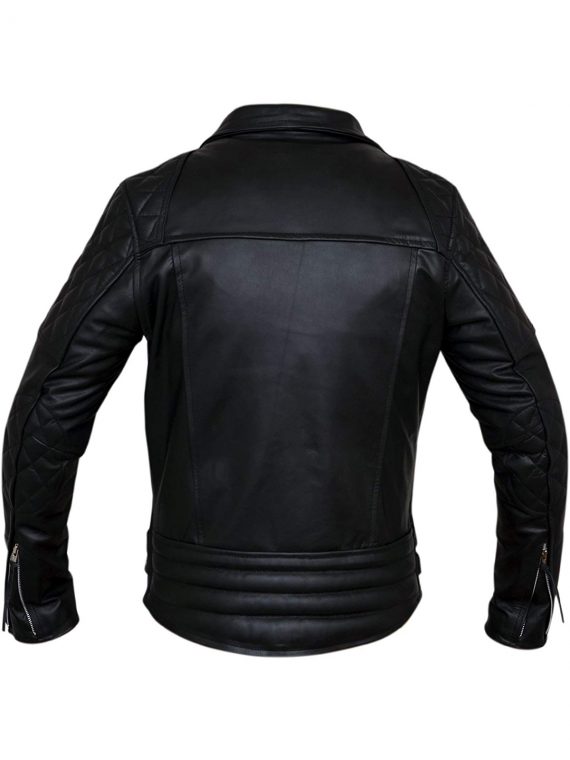 Men's Classic Diamond Biker Leather Jacket - Image 2