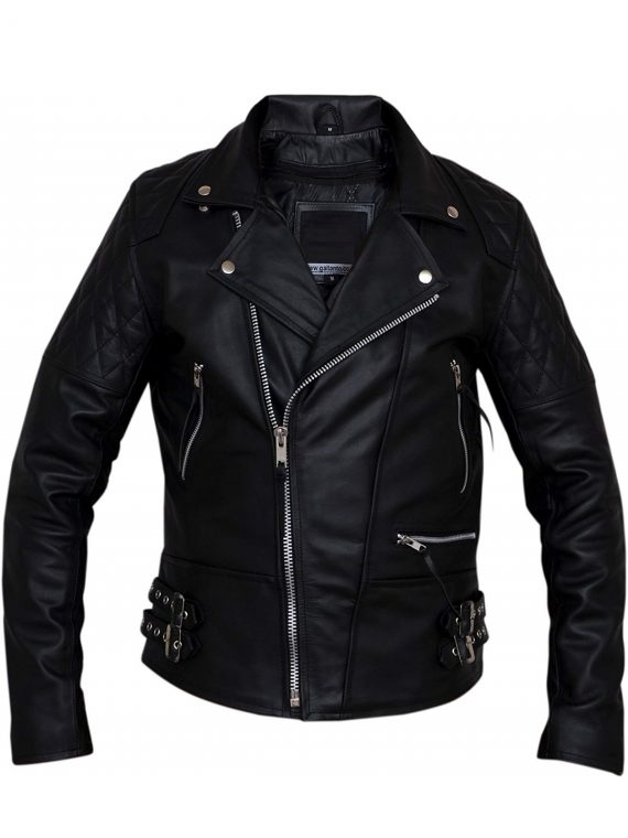 Mens Classic Diamond Biker Leather Jacket