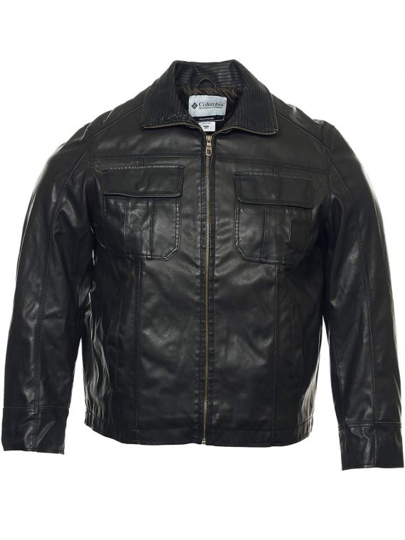 Mens Columbia Black Faux Leather Jacket