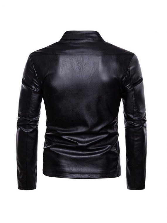 Mens Hipster Motorcycle Leather Jacket 2018 Winter Windproof Jacket