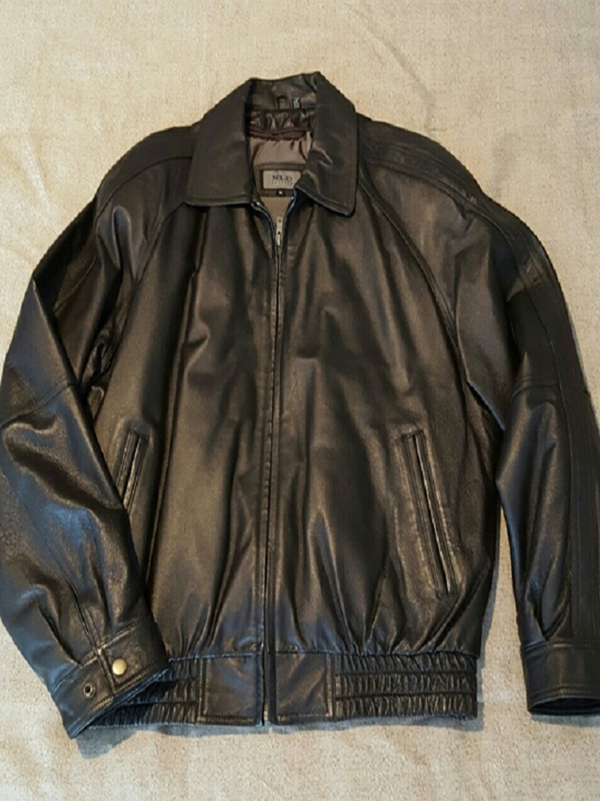 Mens XLD Black Bomber Leather Jacket