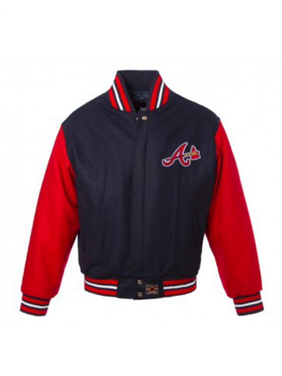 Men’s Atlanta JH Design Braves 2 Tone Royal Wool Varsity Jacket