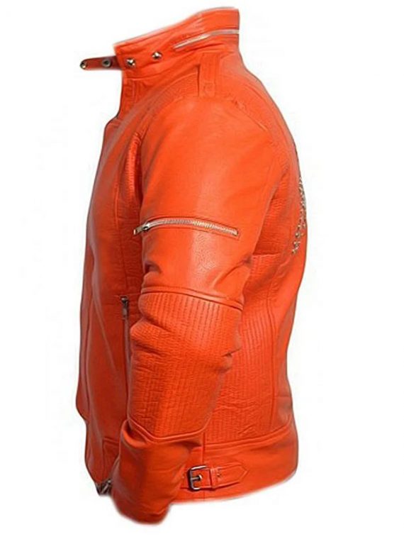 Men’s Daft Punk Orange Leather Jacket