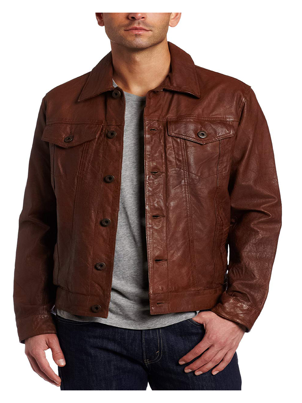 Men’s Leather Classic Trucker Jacket