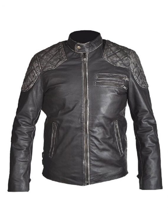 Men’s Skull And Bones Leather Biker Jacket