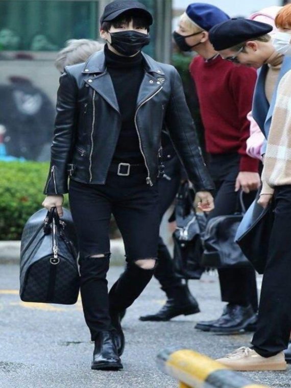 Men’s Yoongi Black Leather Jacket