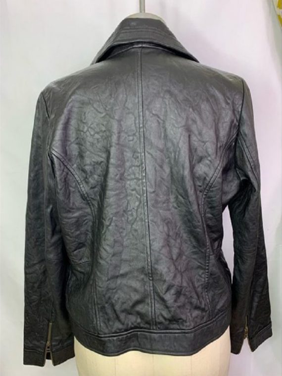 Old Navy Black 100% Leather Jacket - Image 3