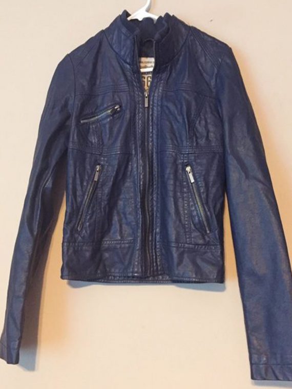 Route 66 Blue Zip Up Leather Jacket