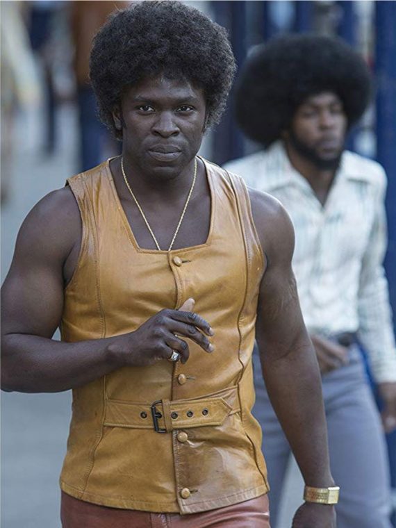 The Deuce Season 02 Gbenga Akinnagbe Yellow Leather Larry Vest