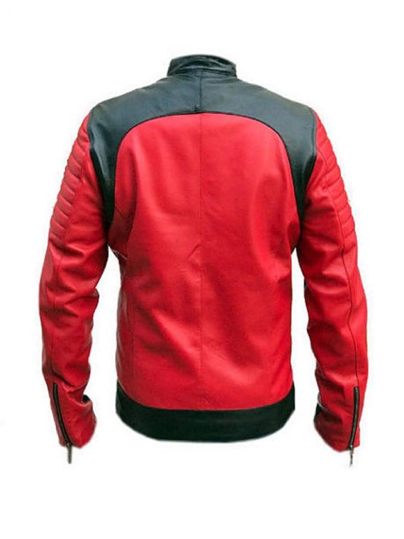 Vintage Café Racer Red and Black Quality Retro Biker Jacket